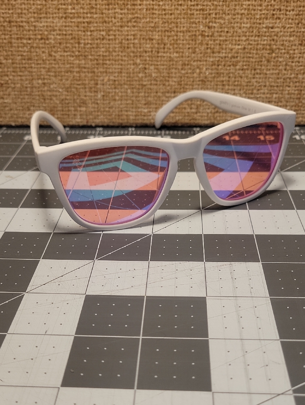 White Frame Sunglasses with Pink Mirrored Lenses Goodr
